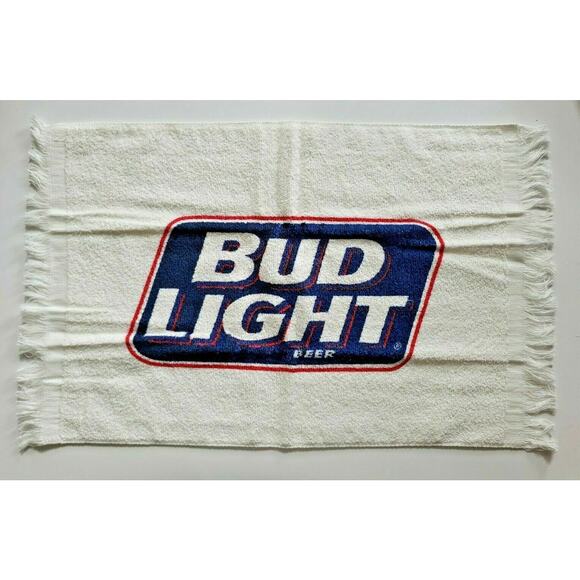 Vintage Bud Light logo Terry Cloth Golf / Bar Towel 19 x 11.5 Budweiser NIP U139 - Picture 1 of 4